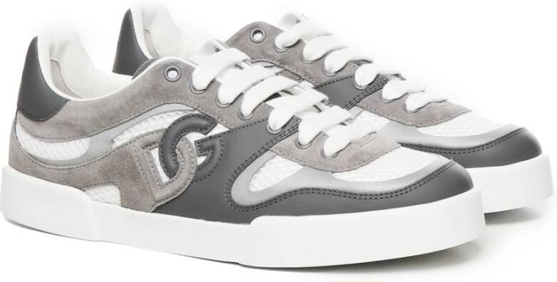 Dolce & Gabbana Witte Grijze Sneakers met Vuurlogo White Heren