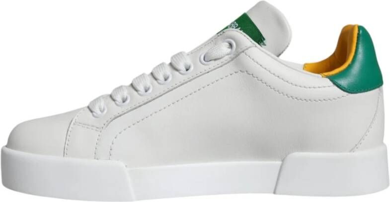 Dolce & Gabbana Witte Groene Leren Sneakers White Dames