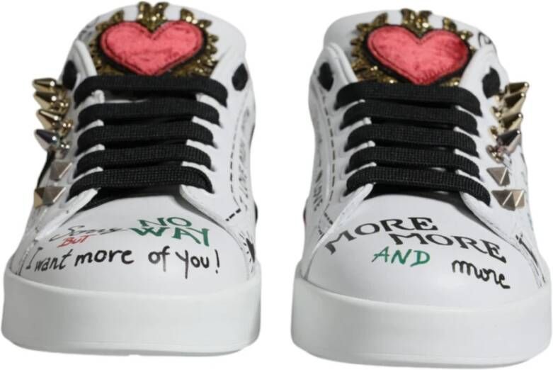 Dolce & Gabbana Witte Heart Studded Low Top Sneakers White Dames