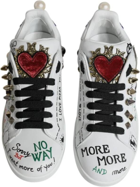 Dolce & Gabbana Witte Heart Studded Low Top Sneakers White Dames