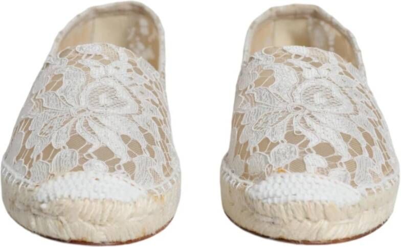 Dolce & Gabbana Witte Kant Espadrilles met Rubberen Zool White Dames