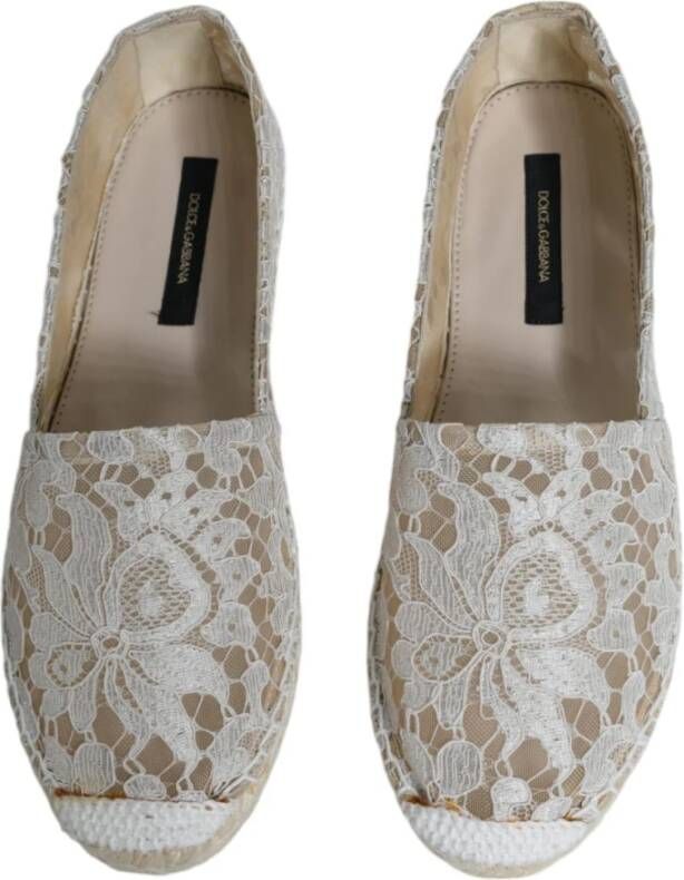 Dolce & Gabbana Witte Kant Espadrilles met Rubberen Zool White Dames