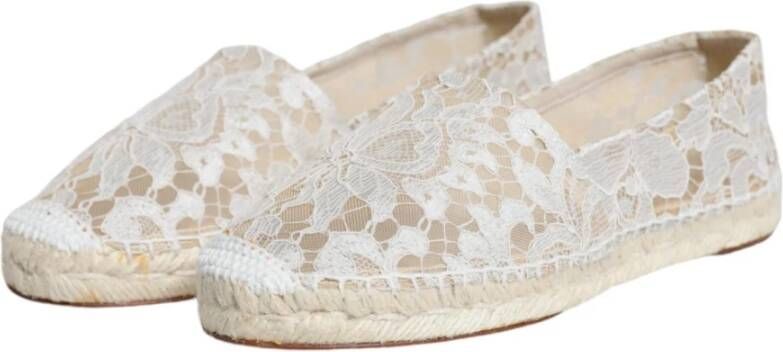 Dolce & Gabbana Witte Kant Espadrilles met Rubberen Zool White Dames