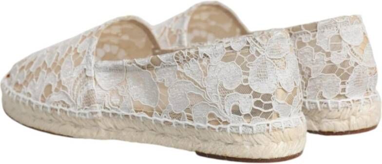 Dolce & Gabbana Witte Kant Espadrilles met Rubberen Zool White Dames