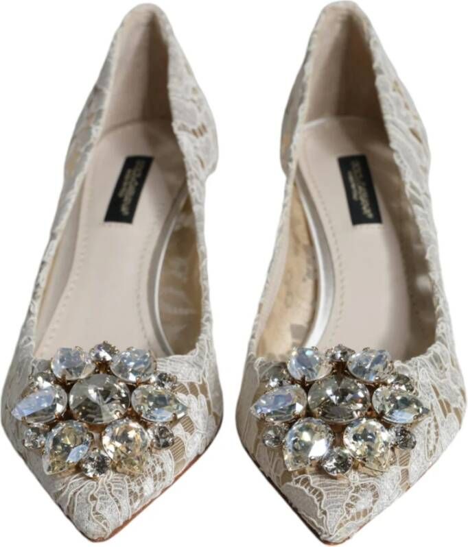 Dolce & Gabbana Witte Kant Kristal Hak Pumps White Dames