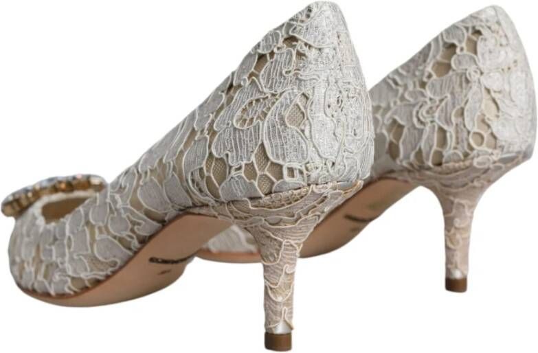 Dolce & Gabbana Witte Kant Kristal Hak Pumps White Dames