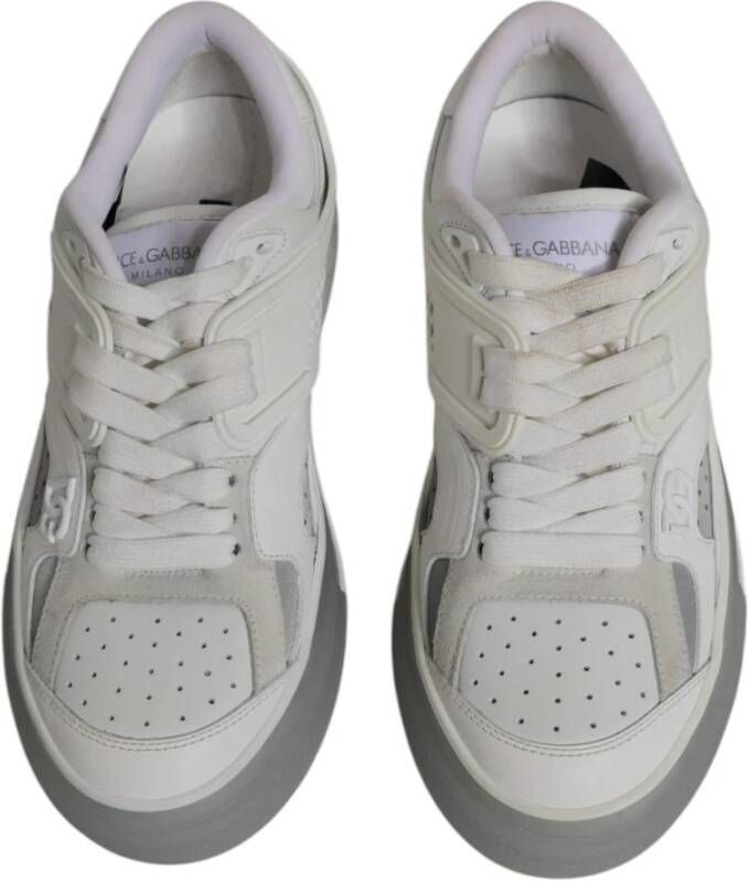 Dolce & Gabbana Witte Kant Lage Sneakers met Logo White Heren