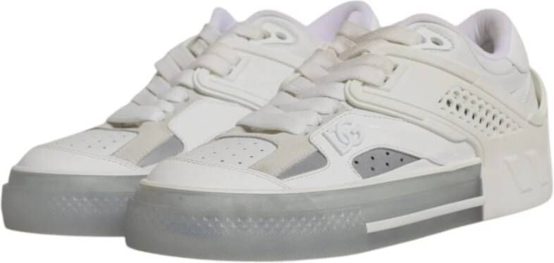 Dolce & Gabbana Witte Kant Lage Sneakers met Logo White Heren