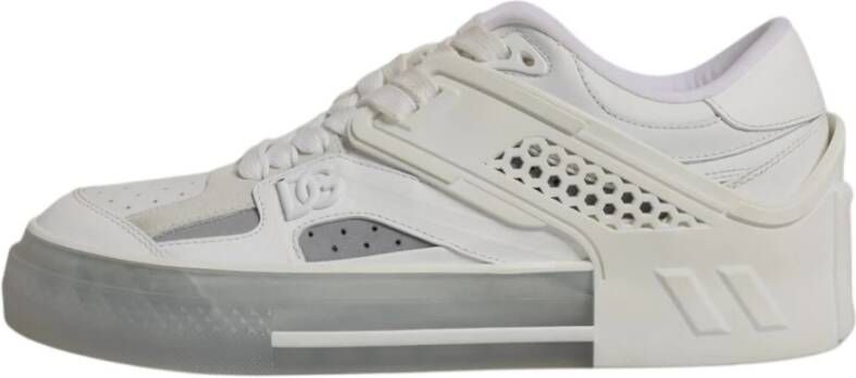 Dolce & Gabbana Witte Kant Lage Sneakers met Logo White Heren