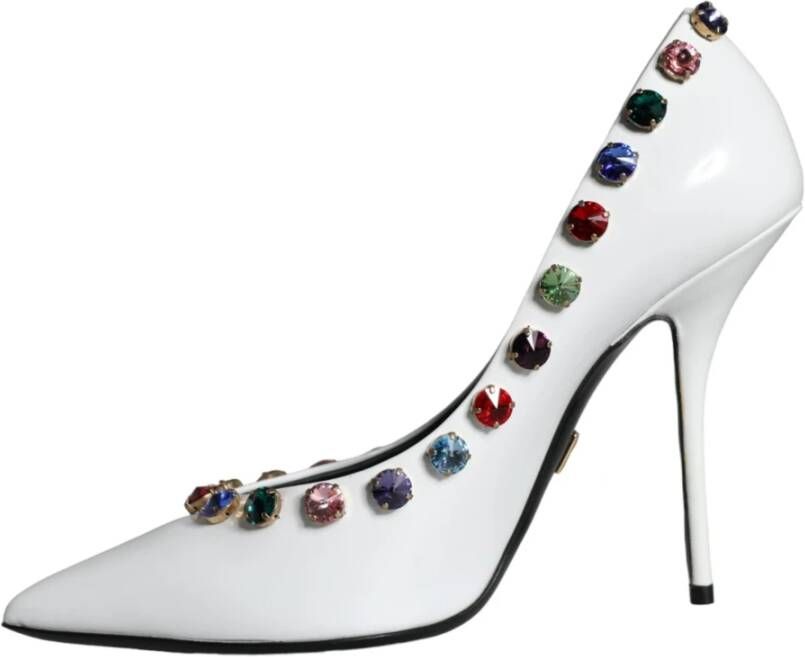 Dolce & Gabbana Witte Kristal Leren Hoge Hakken Pumps White Dames