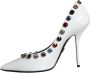 Dolce & Gabbana Witte Kristal Leren Hoge Hakken Pumps White Dames - Thumbnail 5