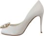 Dolce & Gabbana Kristallen Peep Toe Satijnen Pumps White Dames - Thumbnail 5