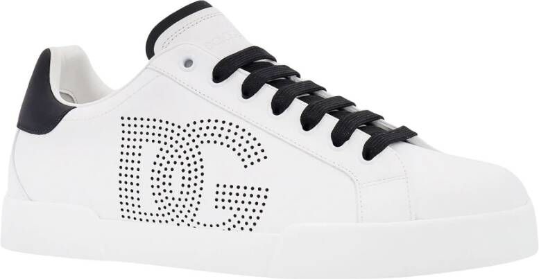 Dolce & Gabbana Witte lage sneakers van leer met veters White Heren