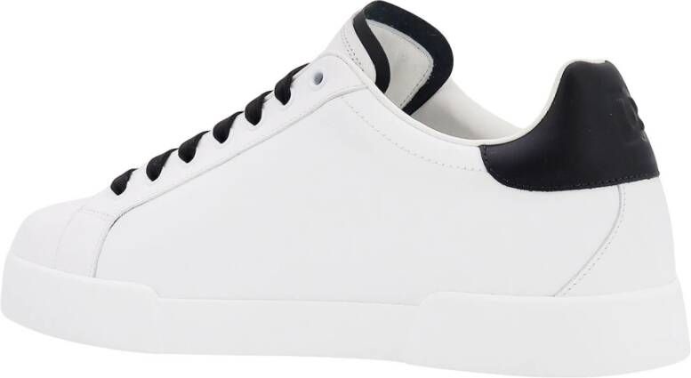 Dolce & Gabbana Witte lage sneakers van leer met veters White Heren