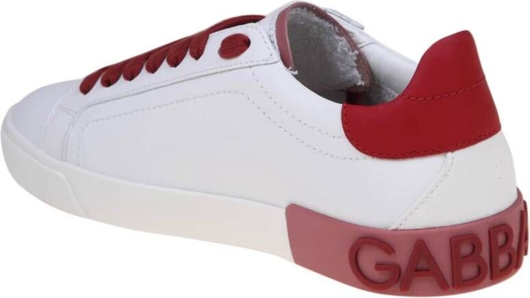 Dolce & Gabbana Witte Lage Sneakers van Nappa Kalfsleer White Heren