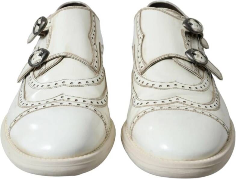 Dolce & Gabbana Witte Leren Derby Schoenen White Heren