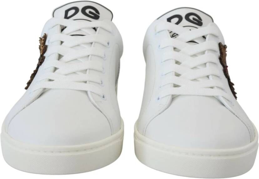 Dolce & Gabbana Witte Leren Heart Low Top Sneakers White Heren