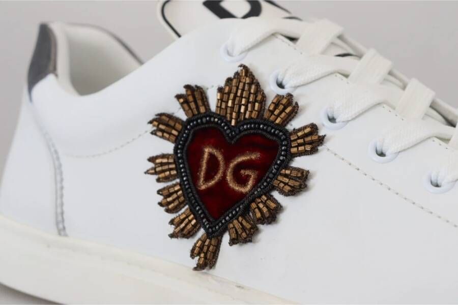 Dolce & Gabbana Witte Leren Heart Low Top Sneakers White Heren