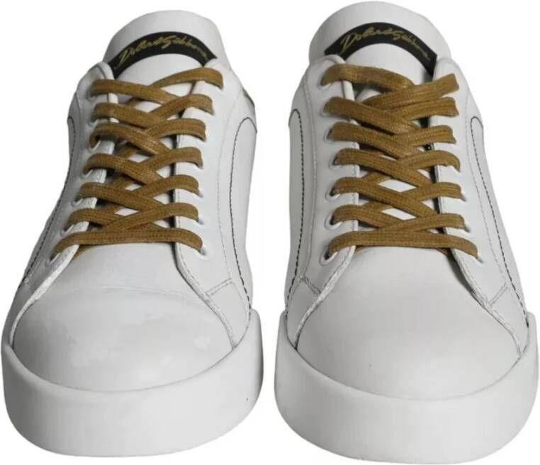 Dolce & Gabbana Witte Leren Lage Sneakers Logo White Dames