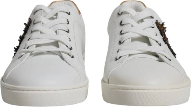 Dolce & Gabbana Witte Leren Lage Sneakers Logo White Heren