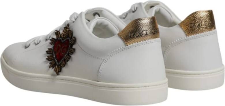 Dolce & Gabbana Witte Leren Lage Sneakers Logo White Heren