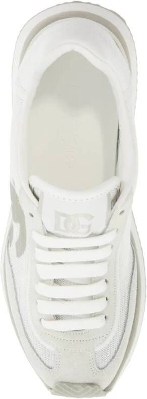 Dolce & Gabbana Witte Leren Lage Sneakers met DG Logo White Dames