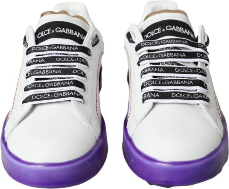 Dolce & Gabbana Witte Leren Lage Sneakers White Dames