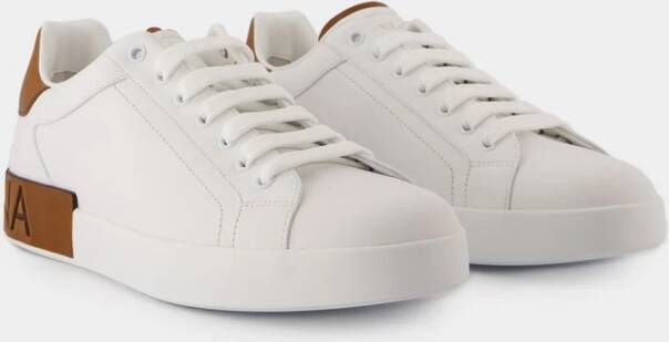 Dolce & Gabbana Witte Leren Lage Sneakers White Heren