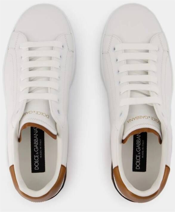 Dolce & Gabbana Witte Leren Lage Sneakers White Heren