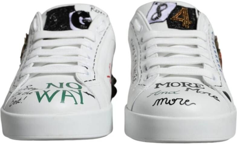 Dolce & Gabbana Witte Leren Lage Sneakers White Heren