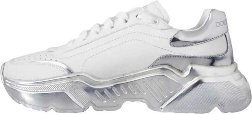 Dolce & Gabbana Witte leren lage spiegel sneakers White Heren