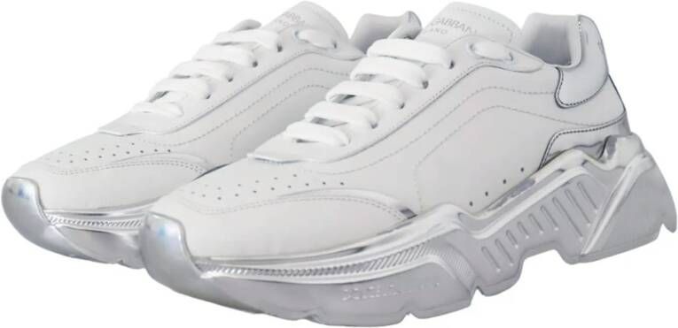 Dolce & Gabbana Witte leren lage spiegel sneakers White Heren