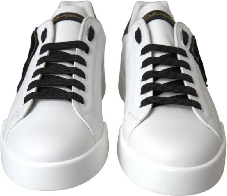 Dolce & Gabbana Witte Leren Logo Lage Sneakers White Heren