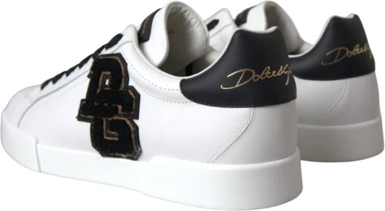 Dolce & Gabbana Witte Leren Logo Lage Sneakers White Heren