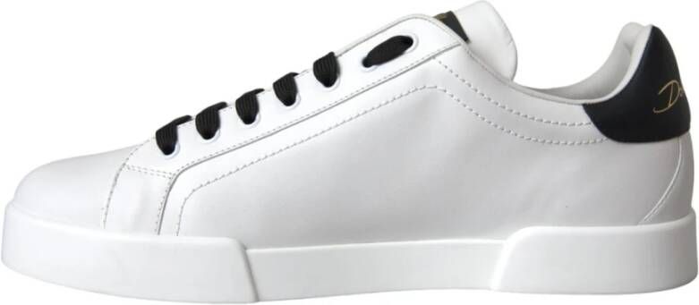 Dolce & Gabbana Witte Leren Logo Lage Sneakers White Heren