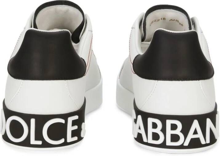 Dolce & Gabbana Witte Leren Logo Patch Sneakers White Heren