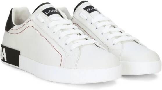 Dolce & Gabbana Witte Leren Logo Patch Sneakers White Heren