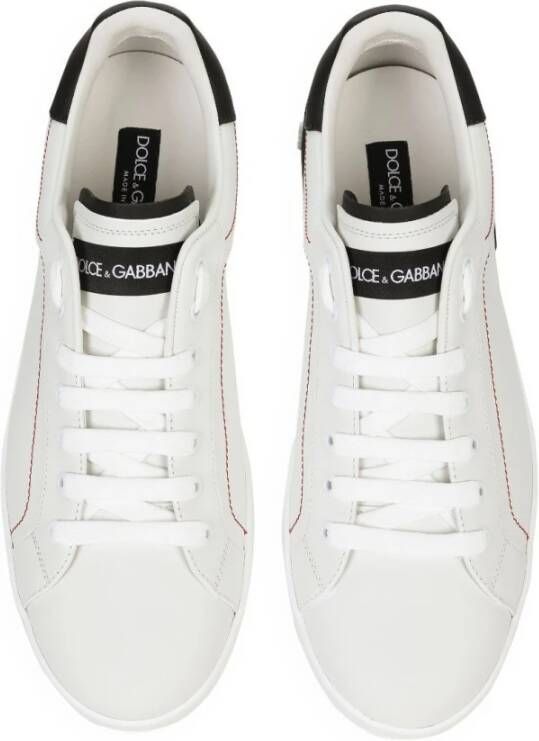 Dolce & Gabbana Witte Leren Logo Patch Sneakers White Heren