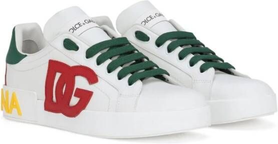 Dolce & Gabbana Witte Leren Panel Sneakers White Dames