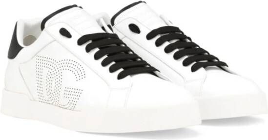 Dolce & Gabbana Witte Leren Platte Schoenen met Logodetail White Heren