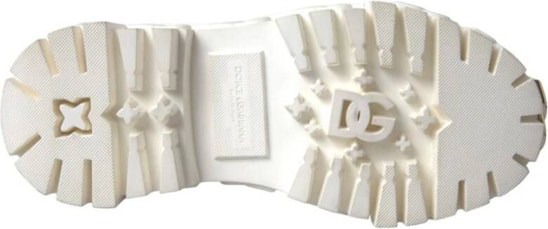 Dolce & Gabbana Witte Leren Rubber Enkellaarzen White Dames