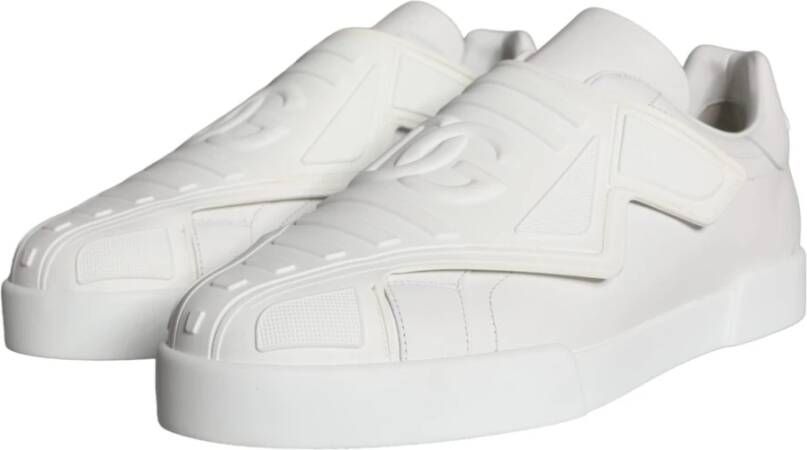 Dolce & Gabbana Witte Leren Slip On Sneakers White Heren