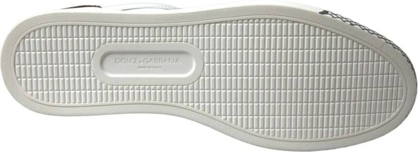 Dolce & Gabbana Witte leren sneakers met bruine accenten White Heren