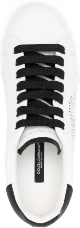 Dolce & Gabbana Witte Leren Sneakers met Logo Detail White Dames