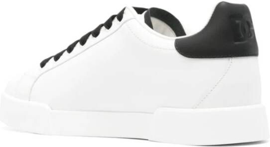 Dolce & Gabbana Witte Leren Sneakers met Logo Detail White Dames