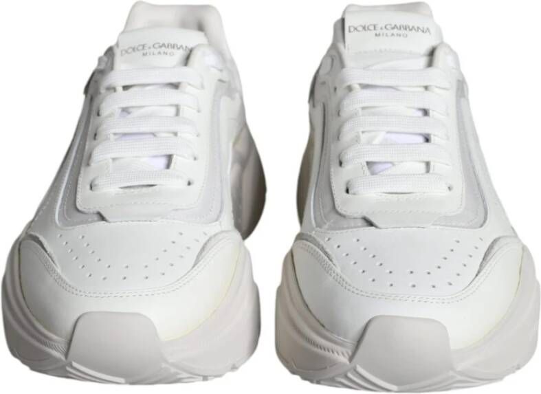 Dolce & Gabbana Witte Leren Sneakers met Logo White Dames