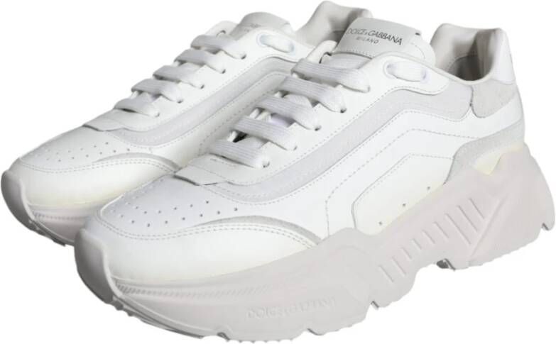 Dolce & Gabbana Witte Leren Sneakers met Logo White Dames