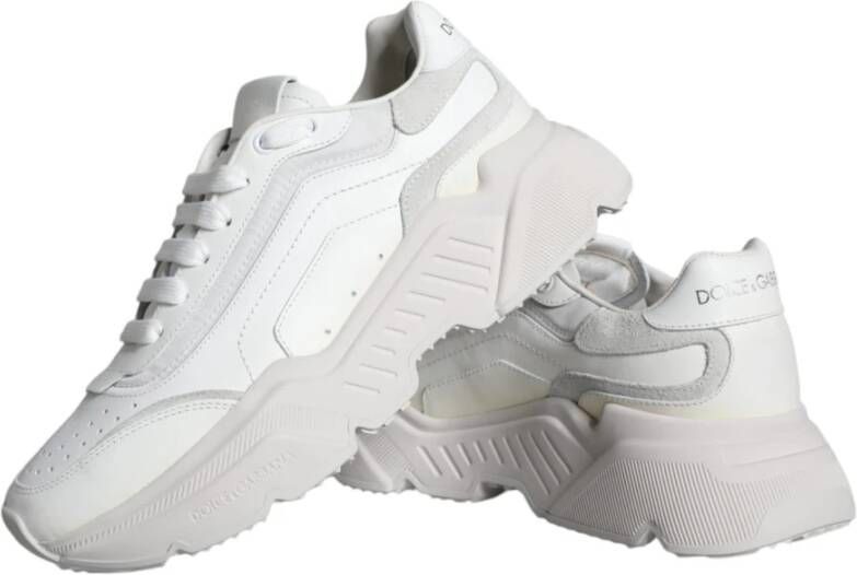 Dolce & Gabbana Witte Leren Sneakers met Logo White Dames