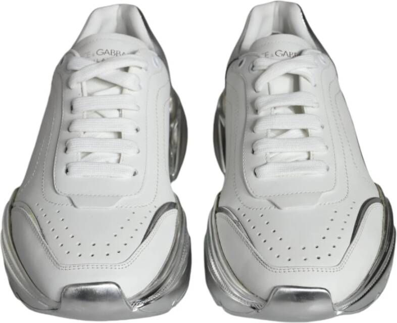 Dolce & Gabbana Witte Leren Sneakers met Logo White Dames