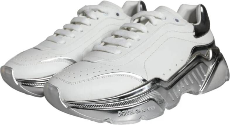 Dolce & Gabbana Witte Leren Sneakers met Logo White Dames